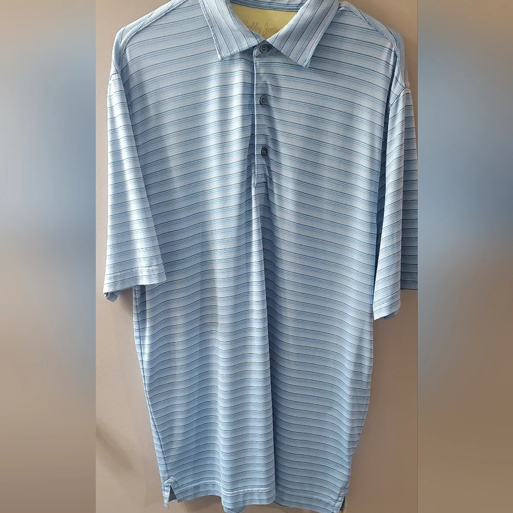 Bobby Jones Men's Polo in Blue Stripes. SzM - Picture 3 of 4